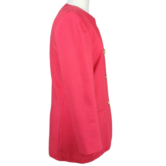 Vintage OLEG CASSINI Blazer Jacket Long Button Up Gold Buttons - Picture 5 of 11